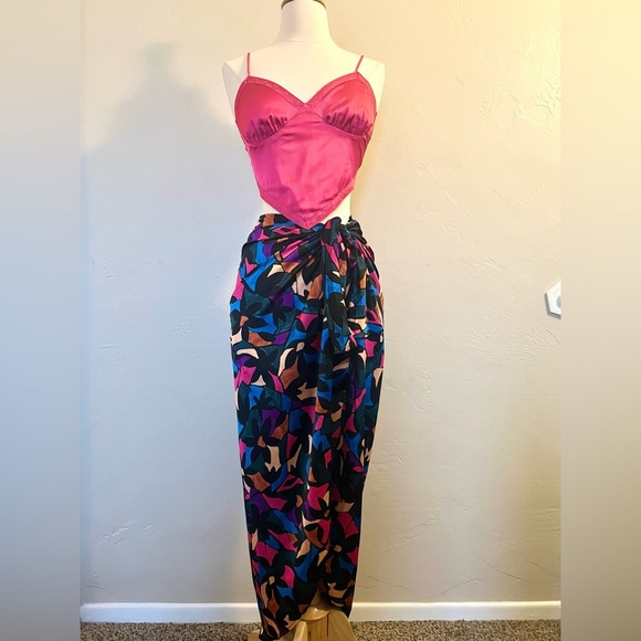 SHOW ME YOUR MUMU WOMEN'S WRAP ME UP MOSAIC PRINT SKIRT - Picture 2 of 10